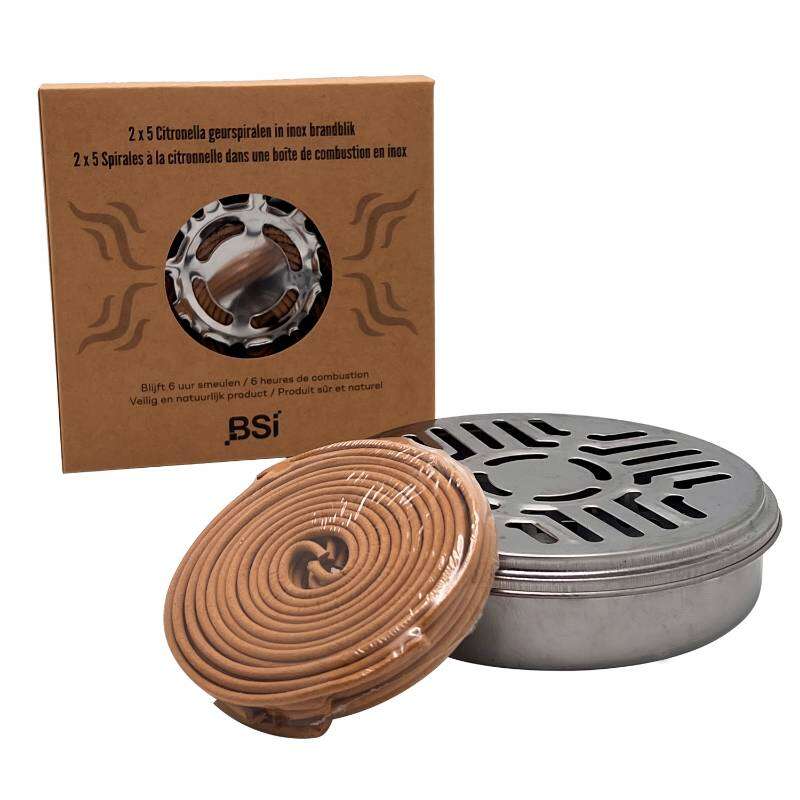 Image du produit BSI - Spirale &agrave; la citronnelle avec Bo&icirc;te de combustion en Inox