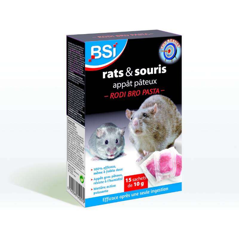 Image du produit BSI - Pi&egrave;ges &agrave; Souris et Rats - App&acirc;ts p&acirc;teux, en 1 ingestion - (15 sachets de 10 g)