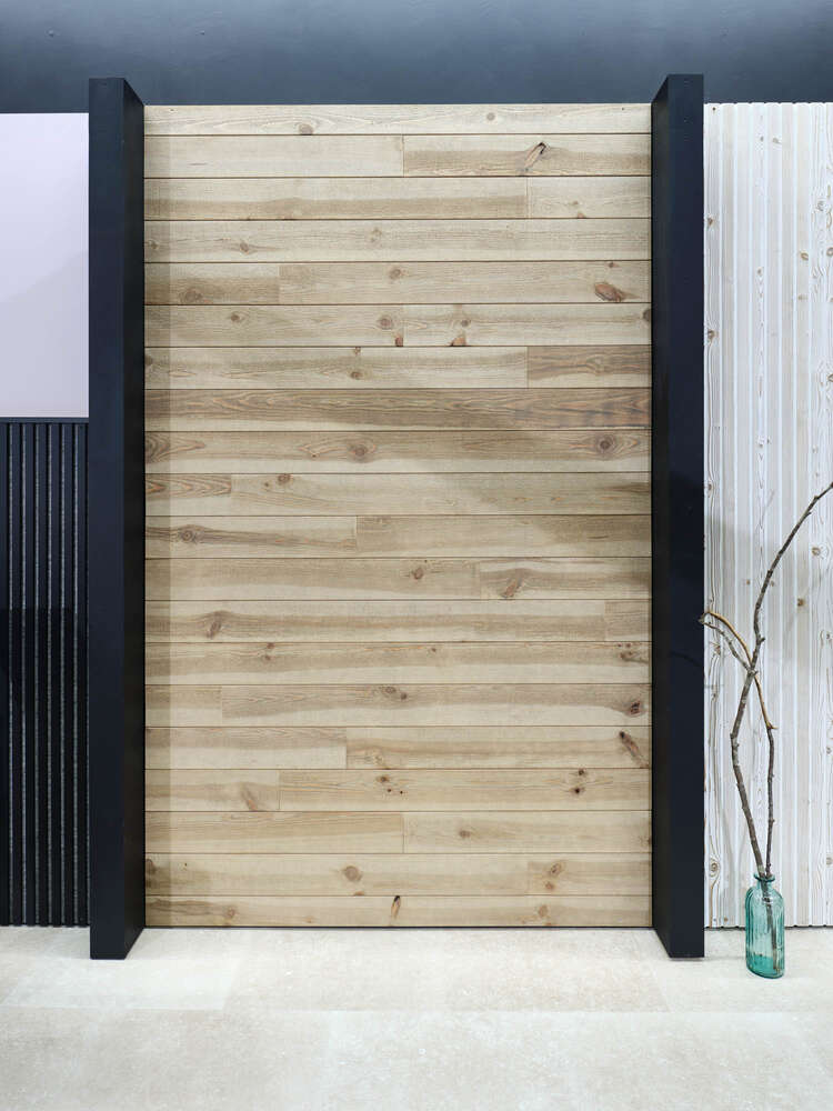 Image du produit NOLOGO - Lambris Mural - Pin - NANOOK BOIS FLOTTE - Aspect Sci&eacute; - Gris D&eacute;lav&eacute; - 18 x 135 x 2000 mm (1,35m&sup2;)