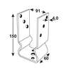 Image du produit Socle de Poteau &agrave; fixer 'U' - Pour Poteau 90 & 100 mm - Acier Galvanis&eacute;