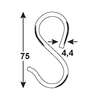 Image du produit Crochet en S (Crochet de Boucher) - Acier - 4,4 x 75 mm (6 pcs)