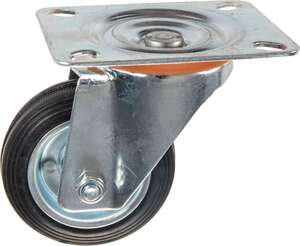 Image produit Roulette Caoutchouc &Oslash; 80mm pivotante - Charge max 40kg - Hauteur tot. 106mm - Plateau 105 x 80 mm