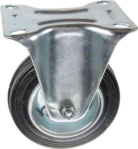 Image produit Roulette Caoutchouc &Oslash; 100mm fixe - Charge max 60kg - Hauteur tot. 128mm - Plateau 105 x 85 mm