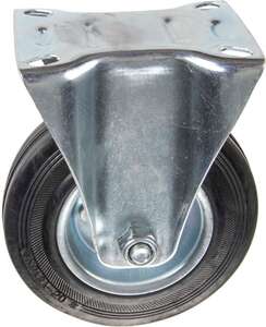 Image produit Roulette Caoutchouc &Oslash; 125mm fixe -Charge max 80kg - Hauteur tot. 157mm - Plateau 105 x 85 mm