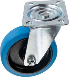 Image produit Roulette Caoutchouc &eacute;last. &Oslash; 125mm pivotante - Charge max 150kg - Hauteur tot. 156mm - Plateau 100 x 85 mm