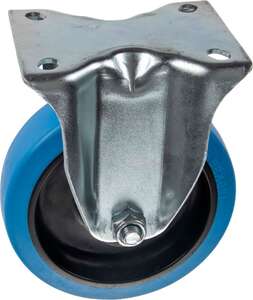 Image produit Roulette Caoutchouc &eacute;last. &Oslash; 125mm fixe - Charge max 150kg - Hauteur tot.156mm - Plateau 105 x 85 mm