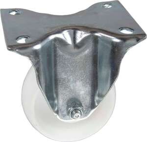 Image produit Roulette polypropyl&egrave;ne &Oslash; 80mm fixe - Charge max 100kg- Hauteur tot. 108mm -Plateau 105 x 85 mm