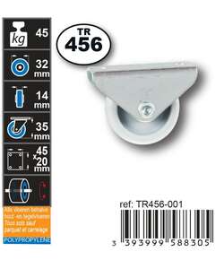Image produit Roulette Meuble PP (polypropylene) &Oslash; 32mm fixe - Charge max 45kg - Hauteur tot. 35mm -Plateau 45 x 20 mm