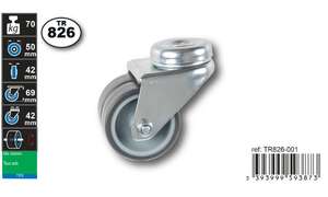Image produit Roulette Double Thermoplast. Rubber &Oslash; 50mm &agrave; il - Charge max 70kg - Hauteur tot. 69 mm