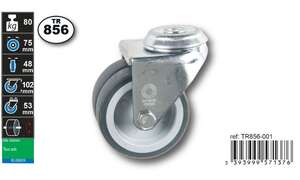Image produit Roulette Double Thermoplast. Rubber &Oslash; 75mm &agrave; il - Charge max 80kg - Hauteur tot. 102mm