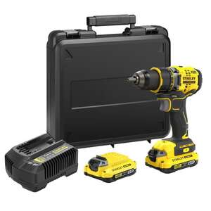 Image produit Stanley V20 Perceuse-visseuse Brushless 18V, 2x 2.0Ah, Chargeur 2A, coffret SFMCD720D2K-QW