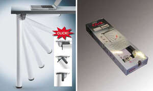 Image produit Pied de Table Pliant 'Click'  - Type Camar 656 - Inox Look & Noir - &Oslash; 50 mm - 705 mm - 1 Pi&egrave;ce