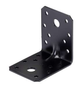 Image produit Equerre d'assemblage renfor&ccedil;&eacute;e - Multi trous - Noir - 70 x 70 x 55 x 2,5 mm
