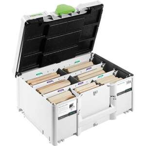 Image produit FESTOOL - Coffret : Dominos en H&ecirc;tre DS/XL 12/14 : 12x100/140 + 14x100/140 mm (128 pcs) + Fraise Domino 14