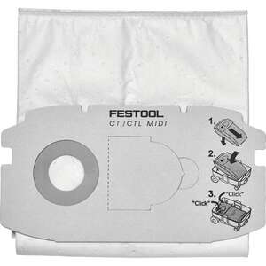 Image produit FESTOOL - Sac filtre Selfclean&nbsp;(pour Aspirateur),&nbsp;SC FIS-CT MIDI - (5 pcs)