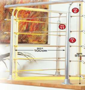 Image produit Prova - Poteau 910 mm - Montage Palier - Alu/Inox - Pour 5 tubes & Main courante &Oslash; 40 mm (PS01)
