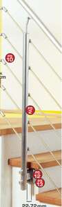Image produit Prova - Poteau 1070 mm - Montage Mural - Alu/Inox - Pour 5 tubes & Main courante &Oslash; 40 mm (PS02)