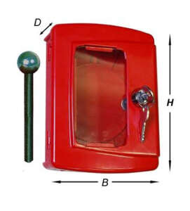 Image produit Boitier de cl&eacute; de secours - Marteau - Fermeture &agrave; cylindre / 2 cl&eacute;s - Rouge - 162 x 123 x 50 mm - Vitre 108 x 60 mm