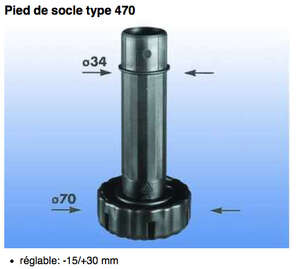 Image produit Pied de Meuble / Socle - Type Camar 470 - 80 &agrave; 150 mm (Haut.)