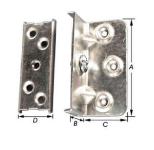 Image produit Ferrure de lit en t&ocirc;le emboutie - Forme corni&egrave;re - Contre plaque - Bichromat&eacute;e - 90 x 36 x 40 mm (2p)