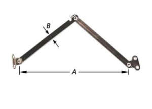 Image produit Compas abattant pour porte de meuble - Mod&egrave;le L&eacute;ger - 1 patte plate + 1 patte pli&eacute;e - Nickl&eacute; - 250 x 10 x 2 mm (2p)