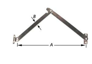 Image produit Compas abattant pour porte de meuble - Mod&egrave;le Fort - 1 patte plate + 1 patte pli&eacute;e - Nickl&eacute; (2p)