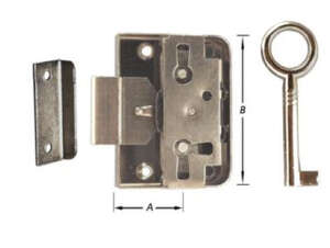 Image produit Serrure de meuble &agrave; appliquer - G&acirc;che &eacute;querre - 3 positions pour porte et tiroir - Nickel&eacute;e