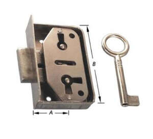 Image produit Serrure de meuble &agrave; appliquer - Mod&egrave;le fort - 3 positions pour porte et tiroir - Fer non trait&eacute;