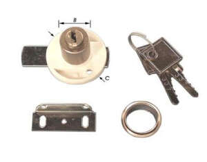 Image produit Serrure de meuble &agrave; cylindre - Cylindre sortant &Oslash; 22 x 20 mm