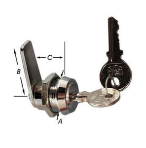 Image produit Serrure de boite &agrave; lettres &agrave; cylindre - Epaisseur de paroi de 5 mm maximum - Per&ccedil;age 20 mm - Zamac Chrom&eacute; - 22 x 33 mm