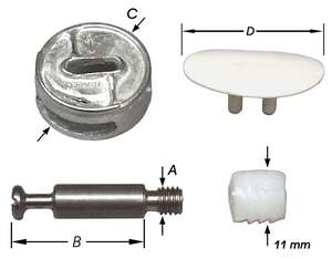 Image produit Ferrure de montage pour assemblage de meuble - Zamac - M6 x 30,3 mm