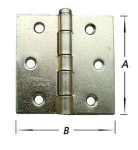Image produit Charni&egrave;re de porte - Carr&eacute;e - Coins vifs - Broche d&eacute;montable - Bouton plat - Noeud &Oslash; 10,5 mm - Laitonn&eacute;e - 75 mm (3p)