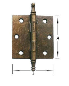 Image produit Charni&egrave;re de porte - Carr&eacute;e - Coins vifs - Broche d&eacute;montable - Bouton vase - Noeud &Oslash; 10,5 mm (3p)