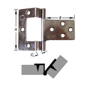 Image produit Charni&egrave;re de meuble cuisine - Mod&egrave;le courb&eacute; - pour porte demi-couvrante - Broche riv&eacute;e - Nickl&eacute;e - 51 x 64 mm (2p)