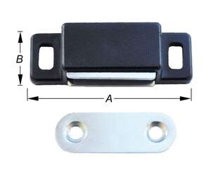 Image produit Loqueteau magn&eacute;tique - Noir - Force 4 Kg - 48 x 18 mm (2p)