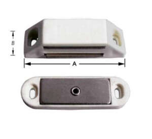 Image produit Loqueteau magn&eacute;tique - Blanc & Brun - Force 6 Kg - 60 x 17 mm