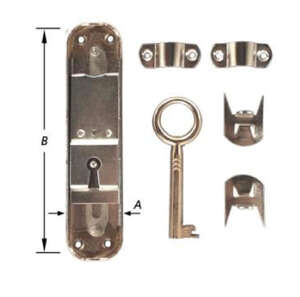 Image produit Serrure &agrave; bascule de meuble &agrave; appliquer - 2 tiges de guidage - G&acirc;che &agrave; pointes - Caisse 27 x 103 x 9 mm