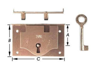 Image produit Serrure de coffre &agrave; encastrer - G&acirc;che &agrave; oeuillets - Fermeture 2 crochtes - Zingu&eacute;e