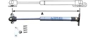 Image produit Compas de meuble &agrave; piston pneumatique &agrave; ouverture maxi 100&deg; - 80 Nm - Laqu&eacute; gris - 247 mm