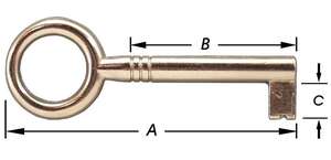 Image produit Cl&eacute; per&ccedil;&eacute;e pour serrure de meuble nickl&eacute;e 65 x 36 x 8 mm - &Oslash; 4 - 6 mm