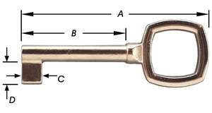 Image produit Cl&eacute; per&ccedil;&eacute;e pour serrure de meuble nickl&eacute;e 63 x 35 x 6,7 mm - &Oslash; 4 - 5,7 mm