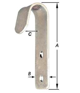 Image produit Crochet de cordage pour carrosserie - Fer plat avec 2 trous pour vis - Galvanis&eacute; - 73 x 18 mm (2p)