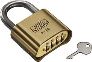 Image produit BURGWACHTER - Cadenas &agrave; combinaisons - Lourd 80 - Laiton - &Oslash; 8 mm Dim Int Anse : 25 x 30 mm - H Totale : 80 mm