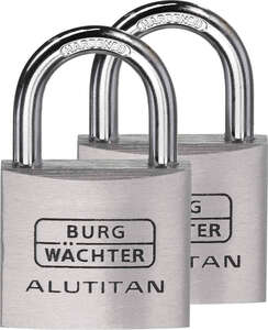 Image produit BURGWACHTER - Cadenas &agrave; cl&eacute;s - Duo 770 - Alu Titan - &Oslash; 6,5 mm Dim Int Anse : 22 x 23,5 mm - H Totale : 64 mm