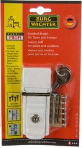 Image produit BURGWACHTER - Verrou de porte &agrave; appliquer - Avec serrure - Blanc - 2 cl&eacute;s