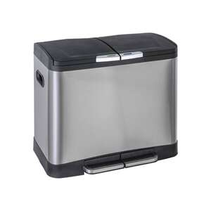 Image produit Poubelle &agrave; p&eacute;dale Inox Mat - 2 x 20 L - Rectangulaire