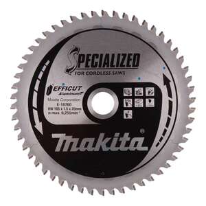 Image produit MAKITA - Lame de Scie Circulaire, EFFICUT TCT - Aluminium - &Oslash; 165 x 20 mm (54 Dents) - E-16760