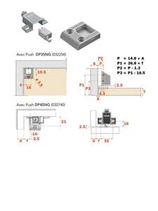 Image produit Syst&egrave;me Va-et-vient Push type DP4SNG + But&eacute;e pour Charni&egrave;re Salice - Gris