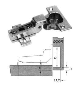 Image produit Charni&egrave;re &agrave; encastrer - Ouverture 110&deg; - &Oslash; 26 mm - Zingu&eacute;e - 26 x 55 mm (2p)