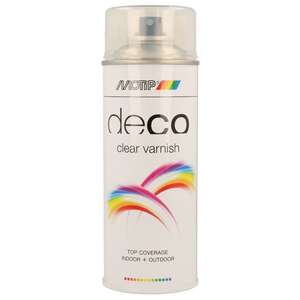 Image produit (s) Motip&reg;- Peinture D&eacute;co en Spray - Vernis Transparent (Clear Varnish) - Brillant (150 ml)